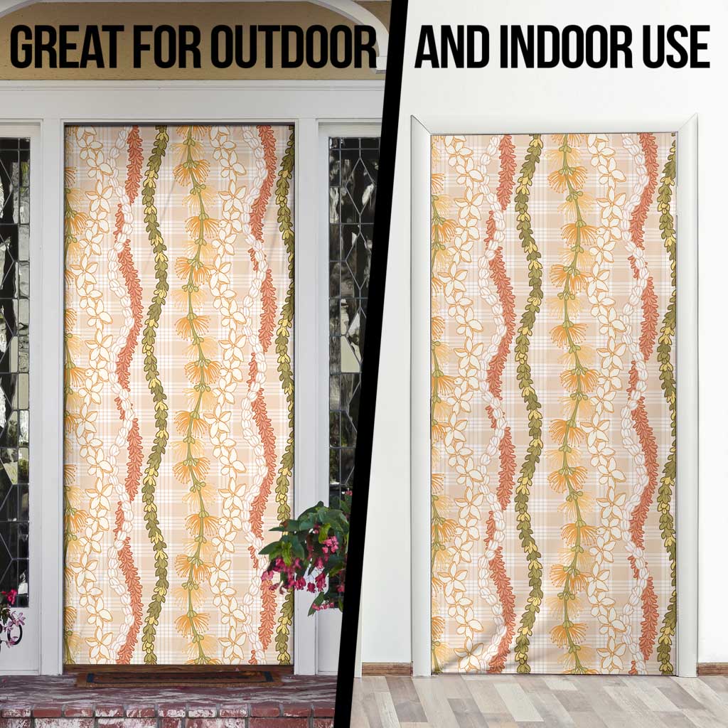 Hawaiian Ohia Lehua Lei Door Cover Plaid Palaka Ahiehie Pattern - Polynesian Pride