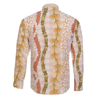 Hawaiian Ohia Lehua Lei Family Matching Long Sleeve Bodycon Dress and Hawaiian Shirt Plaid Palaka Ahiehie Pattern - Polynesian Pride