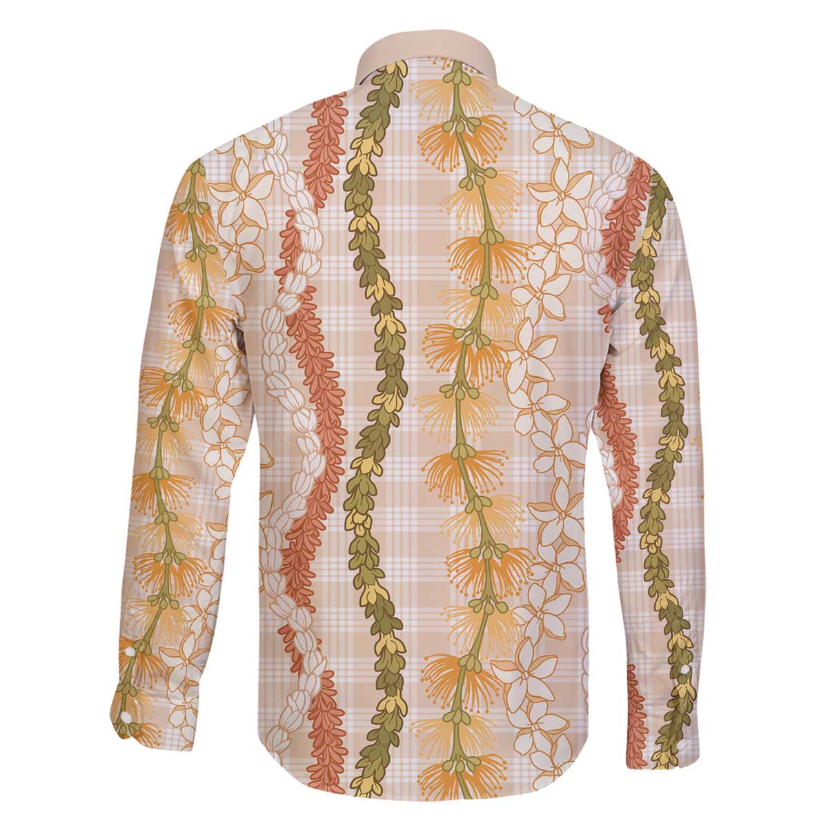 Hawaiian Ohia Lehua Lei Family Matching Off The Shoulder Long Sleeve Dress and Hawaiian Shirt Plaid Palaka Ahiehie Pattern - Polynesian Pride