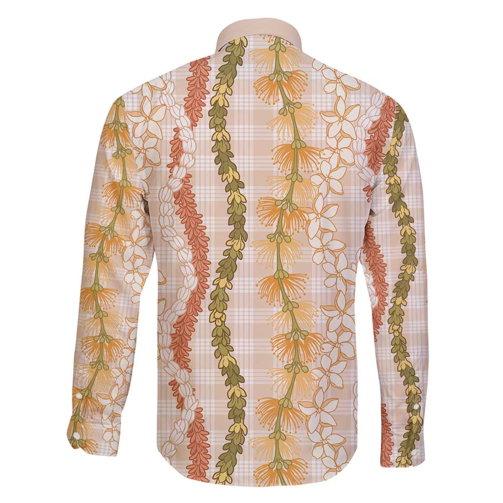 Hawaiian Ohia Lehua Lei Family Matching Off Shoulder Maxi Dress and Hawaiian Shirt Plaid Palaka Ahiehie Pattern - Polynesian Pride