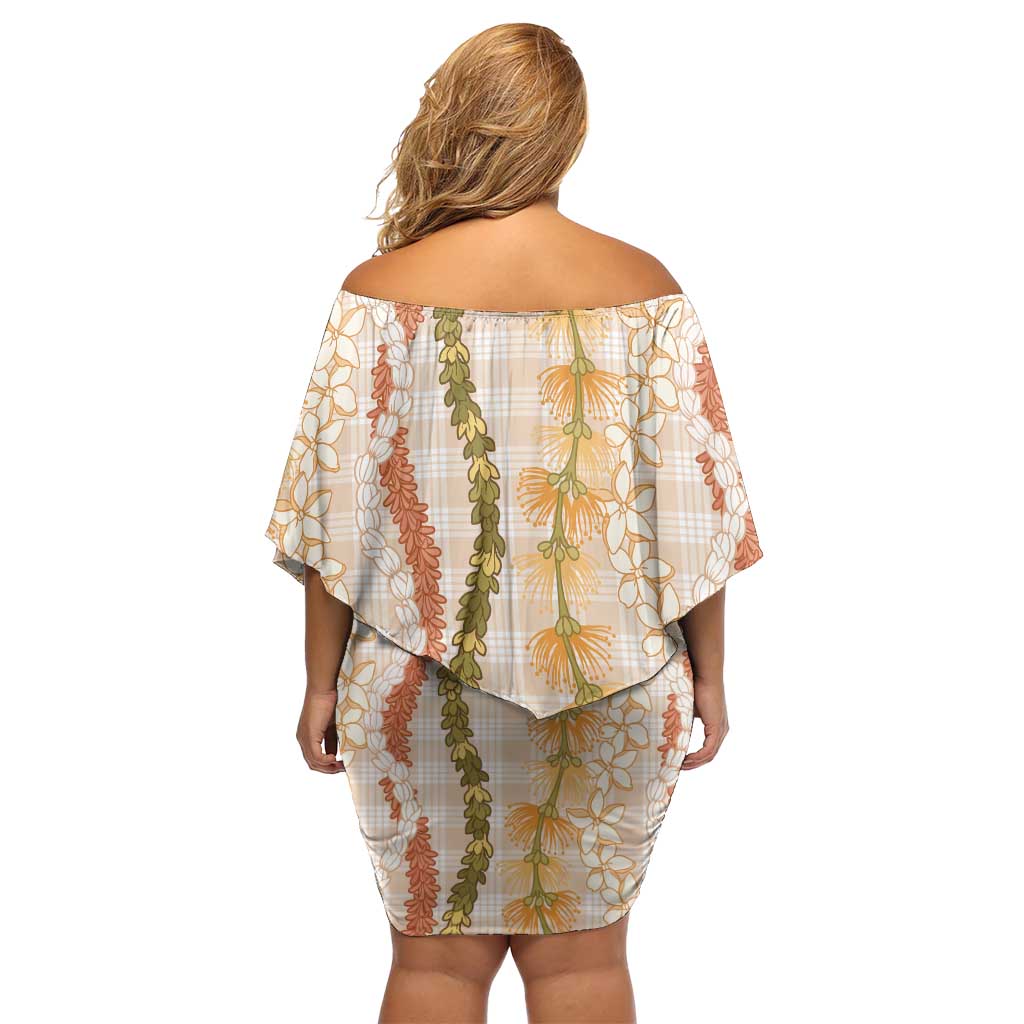 Hawaiian Ohia Lehua Lei Family Matching Off Shoulder Short Dress and Hawaiian Shirt Plaid Palaka Ahiehie Pattern LT9 - Polynesian Pride