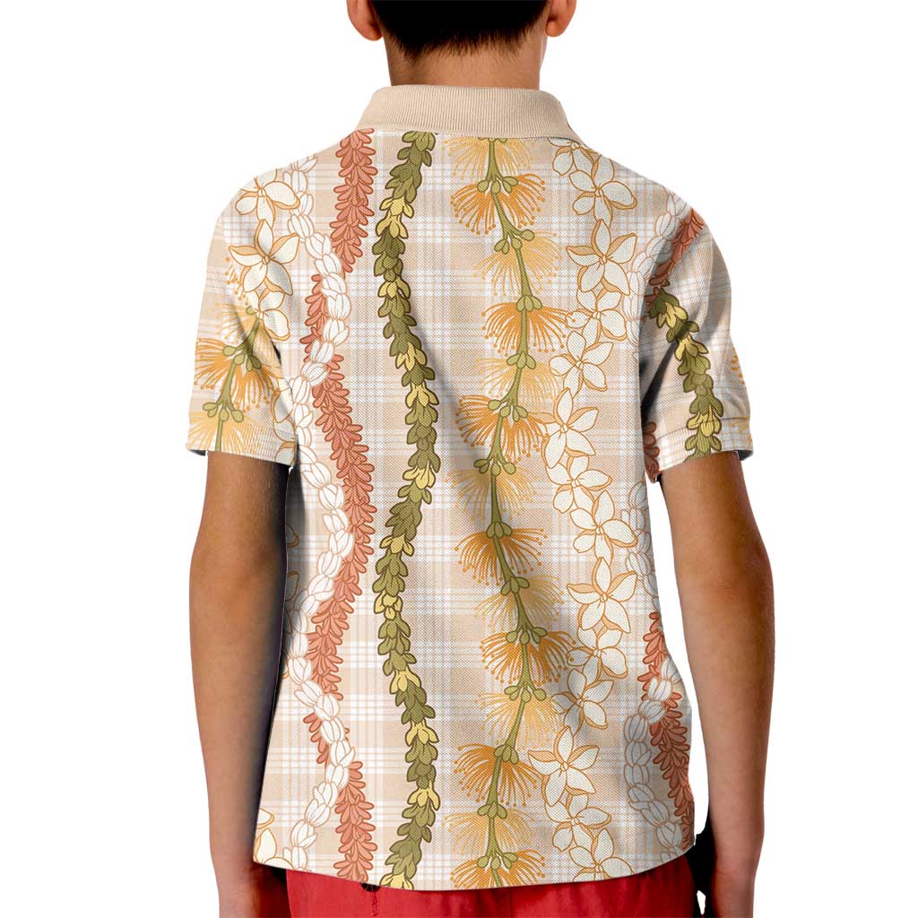 Hawaiian Ohia Lehua Lei Kid Polo Shirt Plaid Palaka Ahiehie Pattern LT9 - Polynesian Pride