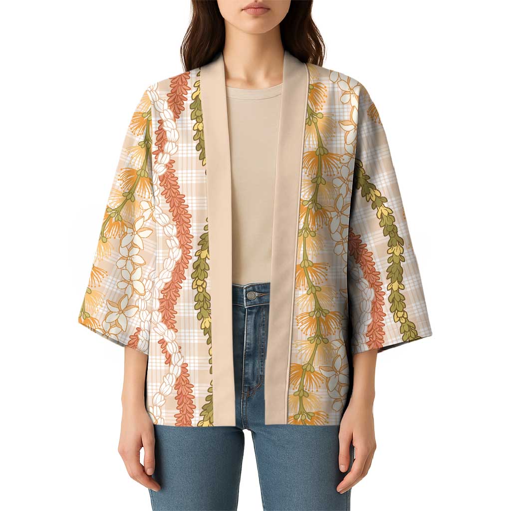 Hawaiian Ohia Lehua Lei Kimono Plaid Palaka Ahiehie Pattern - Polynesian Pride