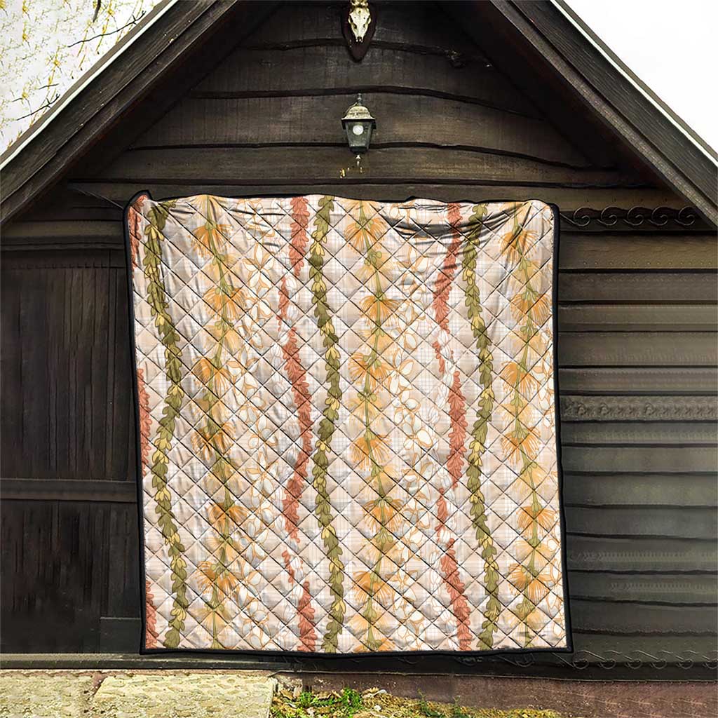 Hawaiian Ohia Lehua Lei Quilt Plaid Palaka Ahiehie Pattern - Polynesian Pride