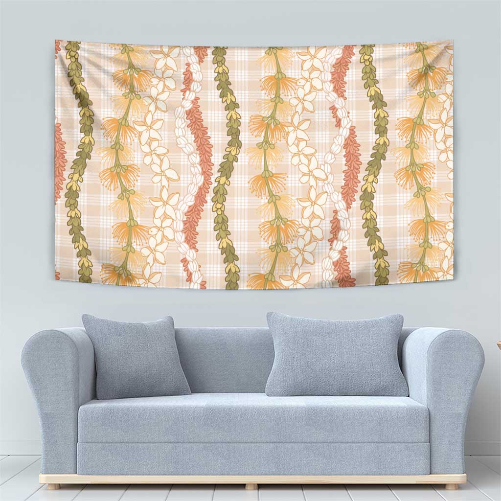 Hawaiian Ohia Lehua Lei Tapestry Plaid Palaka Ahiehie Pattern - Polynesian Pride