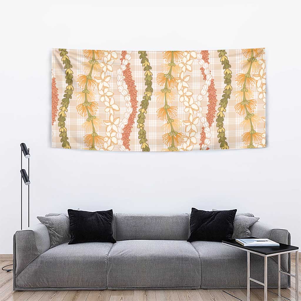 Hawaiian Ohia Lehua Lei Tapestry Plaid Palaka Ahiehie Pattern - Polynesian Pride