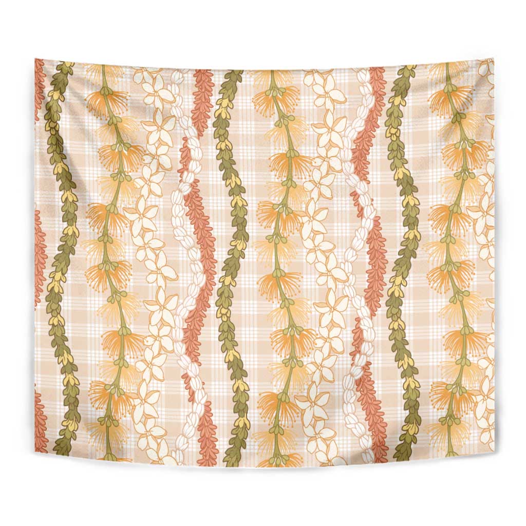 Hawaiian Ohia Lehua Lei Tapestry Plaid Palaka Ahiehie Pattern - Polynesian Pride