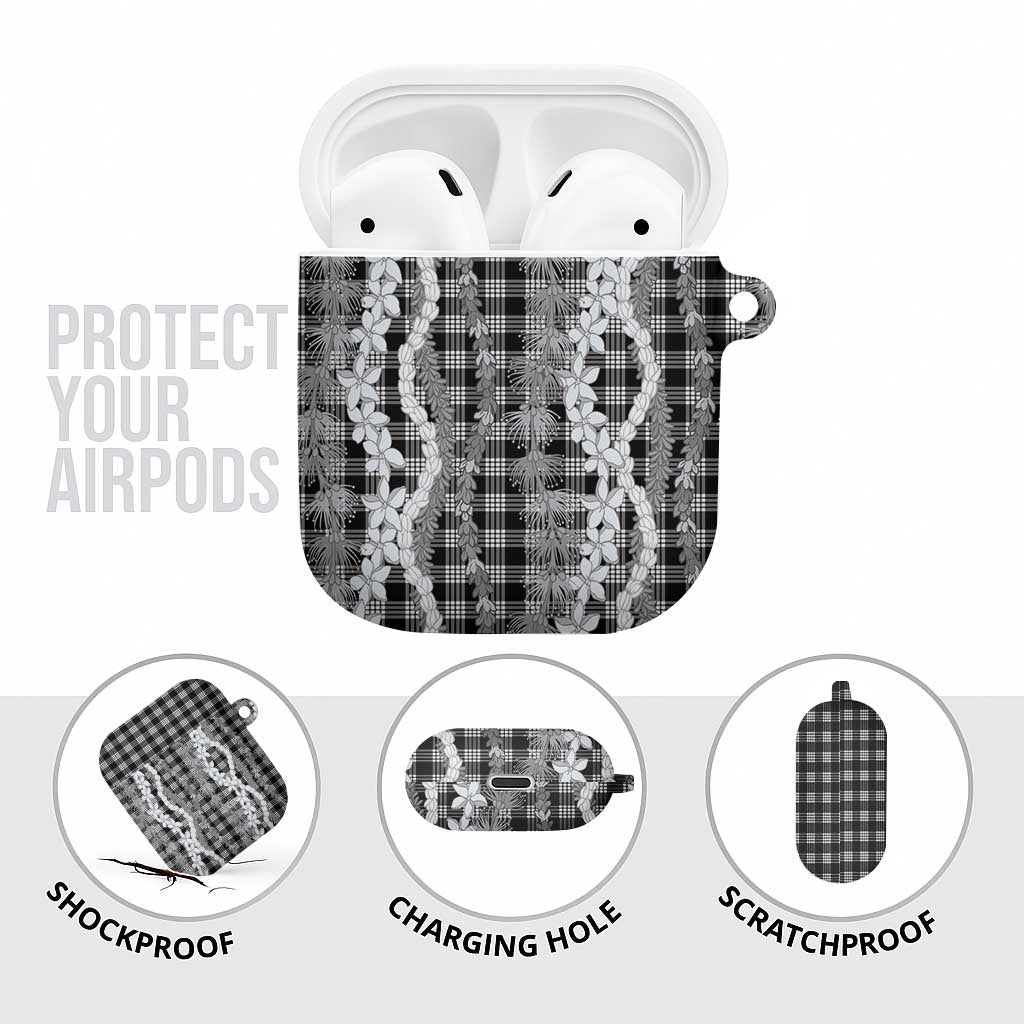 Hawaiian Ohia Lehua Lei AirPods Case Plaid Palaka Eleele Pattern - Polynesian Pride