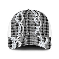 Hawaiian Ohia Lehua Lei Baseball Net Cap Plaid Palaka Eleele Pattern - Polynesian Pride