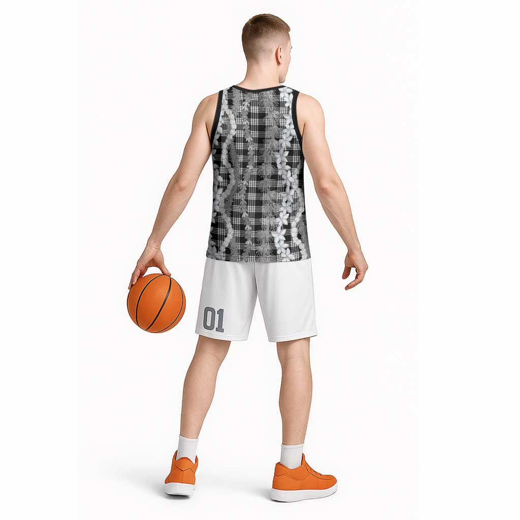 Hawaiian Ohia Lehua Lei Basketball Jersey Plaid Palaka Eleele Pattern - Polynesian Pride
