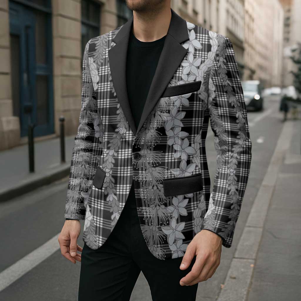 Hawaiian Ohia Lehua Lei Blazer Plaid Palaka Eleele Pattern - Polynesian Pride