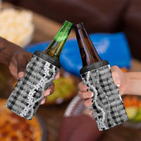 Hawaiian Ohia Lehua Lei 4 in 1 Can Cooler Tumbler Plaid Palaka Eleele Pattern - Polynesian Pride