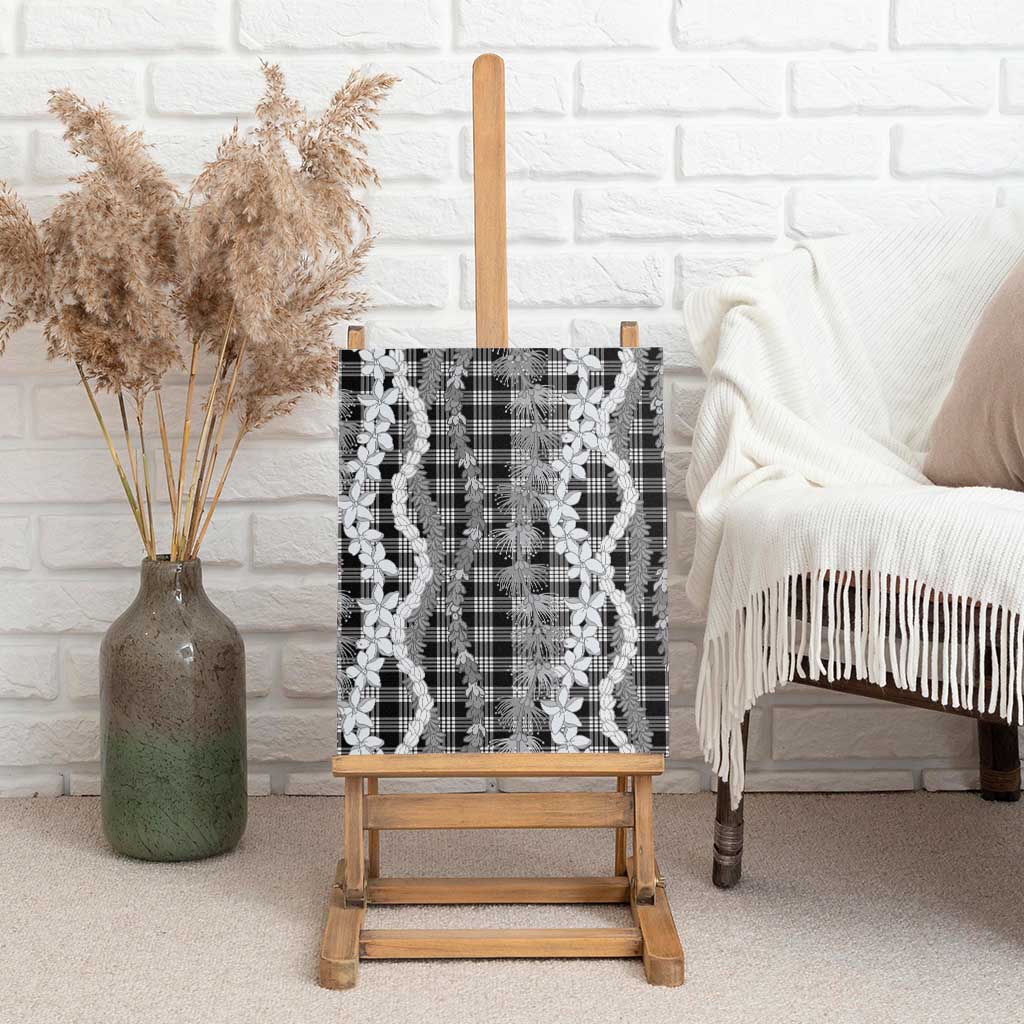 Hawaiian Ohia Lehua Lei Canvas Wall Art Plaid Palaka Eleele Pattern - Polynesian Pride