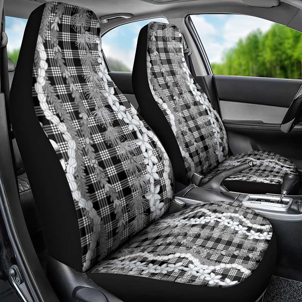Hawaiian Ohia Lehua Lei Car Seat Cover Plaid Palaka Eleele Pattern - Polynesian Pride