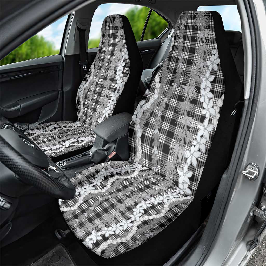 Hawaiian Ohia Lehua Lei Car Seat Cover Plaid Palaka Eleele Pattern - Polynesian Pride
