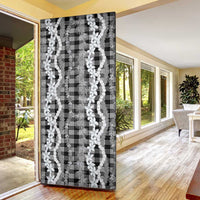 Hawaiian Ohia Lehua Lei Door Cover Plaid Palaka Eleele Pattern - Polynesian Pride