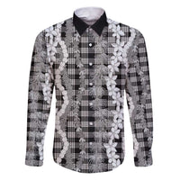 Hawaiian Ohia Lehua Lei Family Matching Puletasi and Hawaiian Shirt Plaid Palaka Eleele Pattern - Polynesian Pride