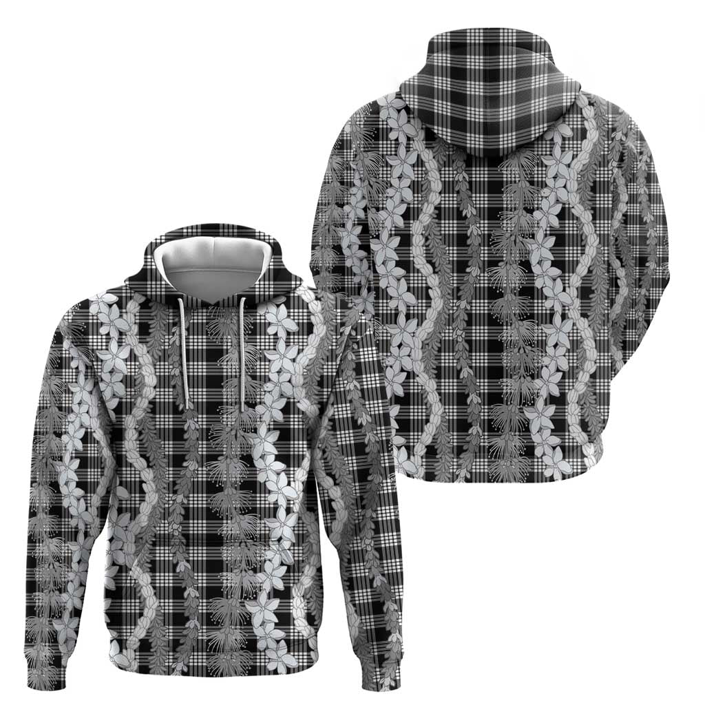 Hawaiian Ohia Lehua Lei Hoodie Plaid Palaka Eleele Pattern - Polynesian Pride