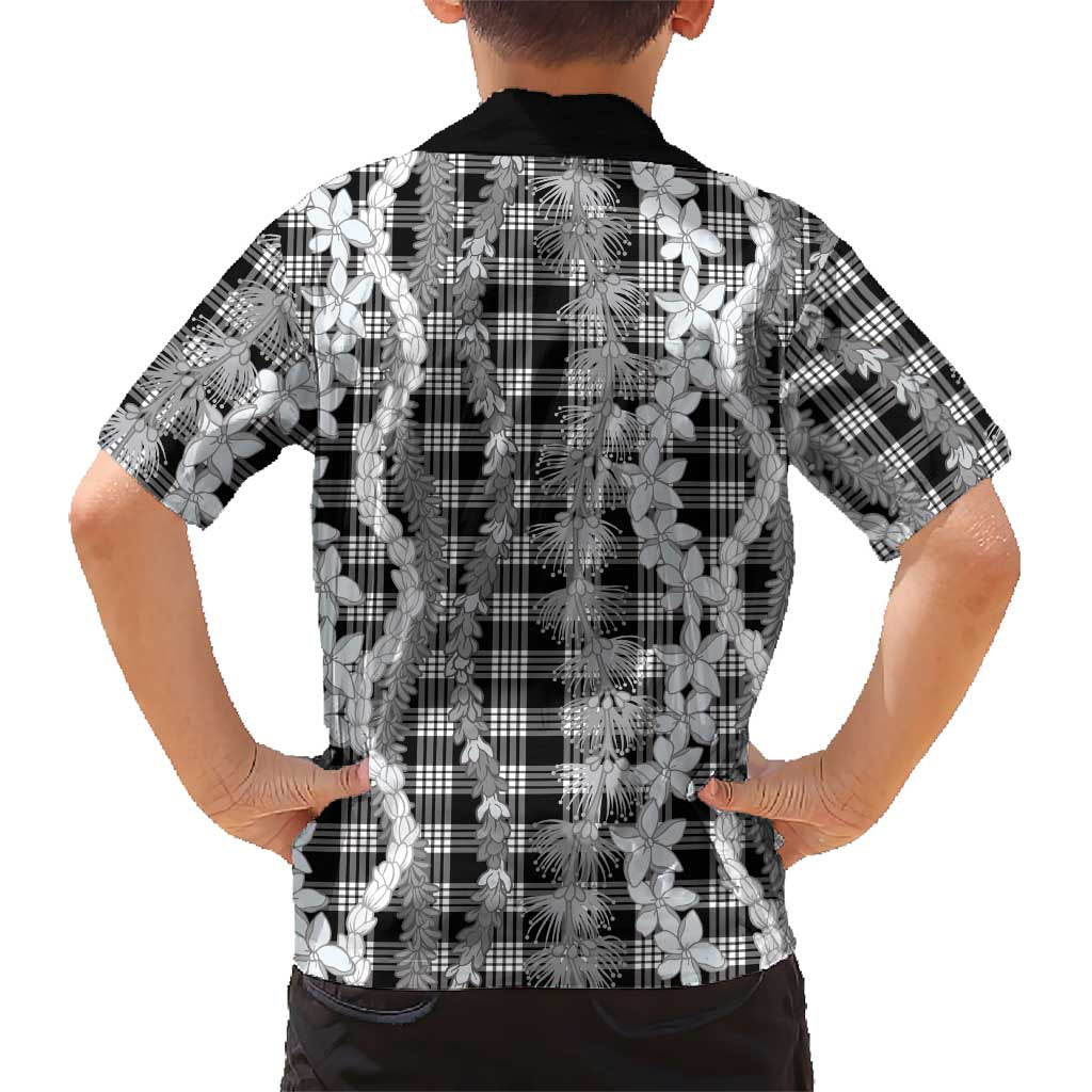 Hawaiian Ohia Lehua Lei Kid Hawaiian Shirt Plaid Palaka Eleele Pattern - Polynesian Pride