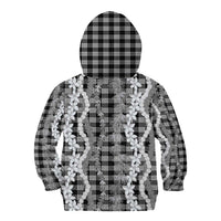 Hawaiian Ohia Lehua Lei Kid Hoodie Plaid Palaka Eleele Pattern - Polynesian Pride