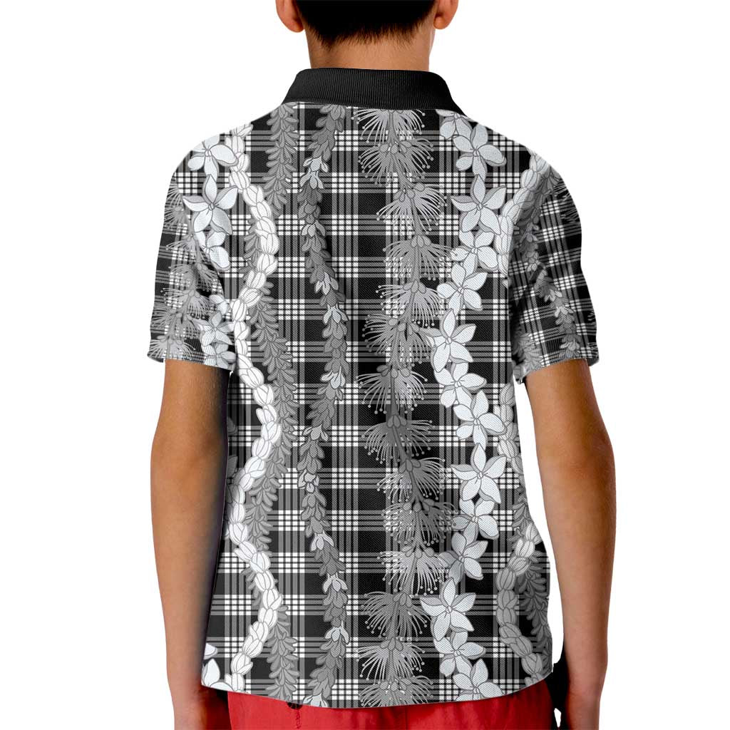 Hawaiian Ohia Lehua Lei Kid Polo Shirt Plaid Palaka Eleele Pattern - Polynesian Pride