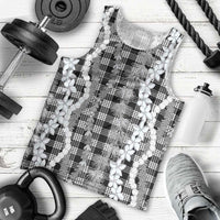 Hawaiian Ohia Lehua Lei Men Tank Top Plaid Palaka Eleele Pattern - Polynesian Pride
