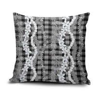 Hawaiian Ohia Lehua Lei Pillow Cover Plaid Palaka Eleele Pattern - Polynesian Pride