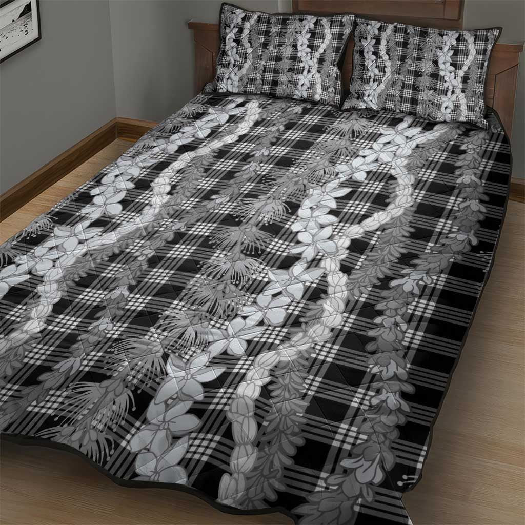 Hawaiian Ohia Lehua Lei Quilt Bed Set Plaid Palaka Eleele Pattern - Polynesian Pride