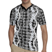 Hawaiian Ohia Lehua Lei Rugby Jersey Plaid Palaka Eleele Pattern - Polynesian Pride