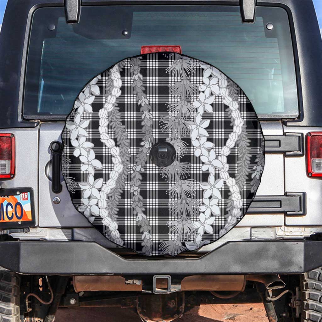 Hawaiian Ohia Lehua Lei Spare Tire Cover Plaid Palaka Eleele Pattern - Polynesian Pride