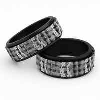 Hawaiian Ohia Lehua Lei Spinner Ring Plaid Palaka Eleele Pattern - Polynesian Pride