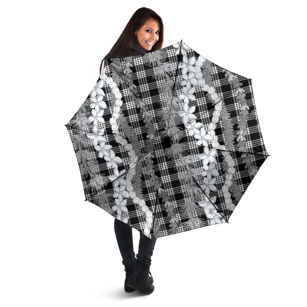 Hawaiian Ohia Lehua Lei Umbrella Plaid Palaka Eleele Pattern - Polynesian Pride