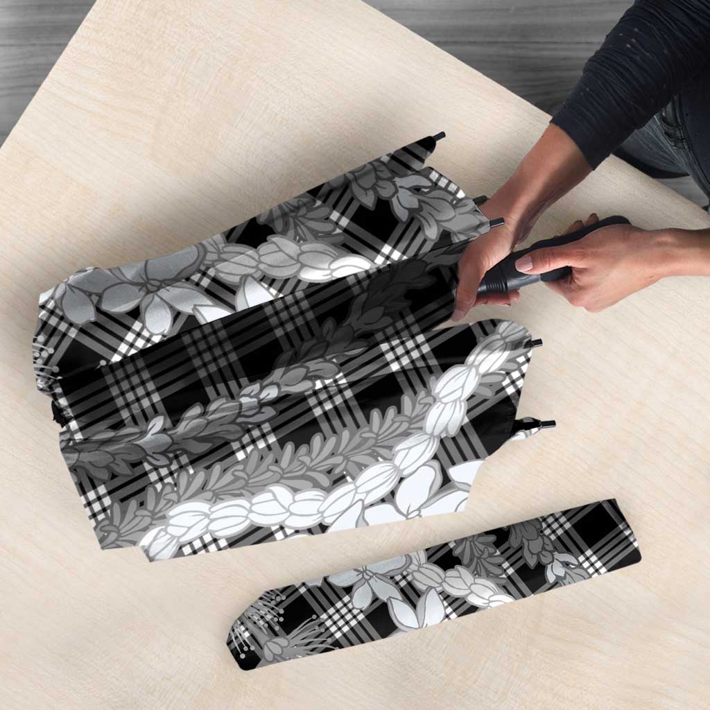 Hawaiian Ohia Lehua Lei Umbrella Plaid Palaka Eleele Pattern - Polynesian Pride