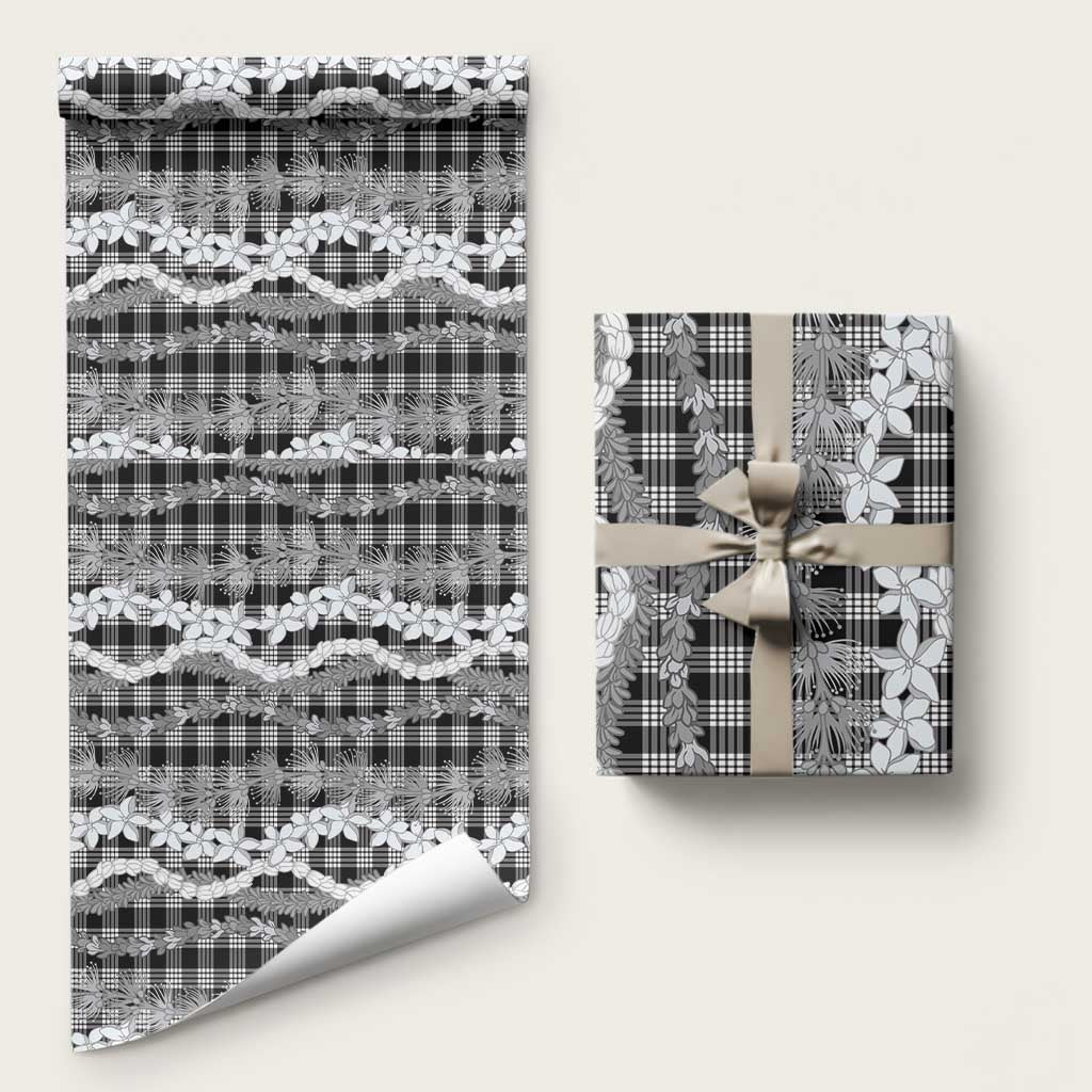 Hawaiian Ohia Lehua Lei Wrapping Paper Plaid Palaka Eleele Pattern - Polynesian Pride
