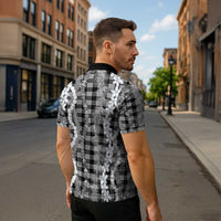 Hawaiian Ohia Lehua Lei Zipper Polo Shirt Plaid Palaka Eleele Pattern - Polynesian Pride