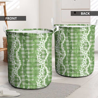 Hawaiian Ohia Lehua Lei Laundry Basket Plaid Palaka Omaomao Pattern - Polynesian Pride