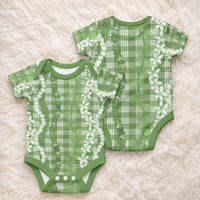 Hawaiian Ohia Lehua Lei Baby Onesie Plaid Palaka Omaomao Pattern LT9 - Polynesian Pride
