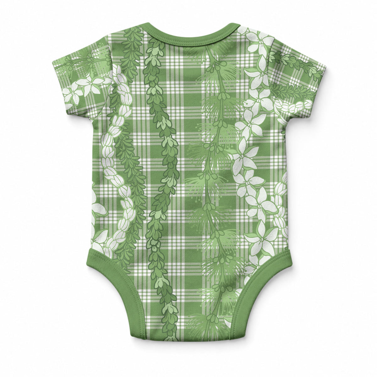 Hawaiian Ohia Lehua Lei Baby Onesie Plaid Palaka Omaomao Pattern LT9 - Polynesian Pride
