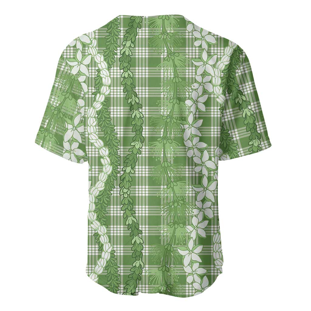 Hawaiian Ohia Lehua Lei Baseball Jersey Plaid Palaka Omaomao Pattern - Polynesian Pride