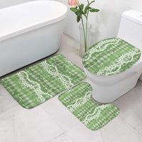 Hawaiian Ohia Lehua Lei Bathroom Set Plaid Palaka Omaomao Pattern - Polynesian Pride