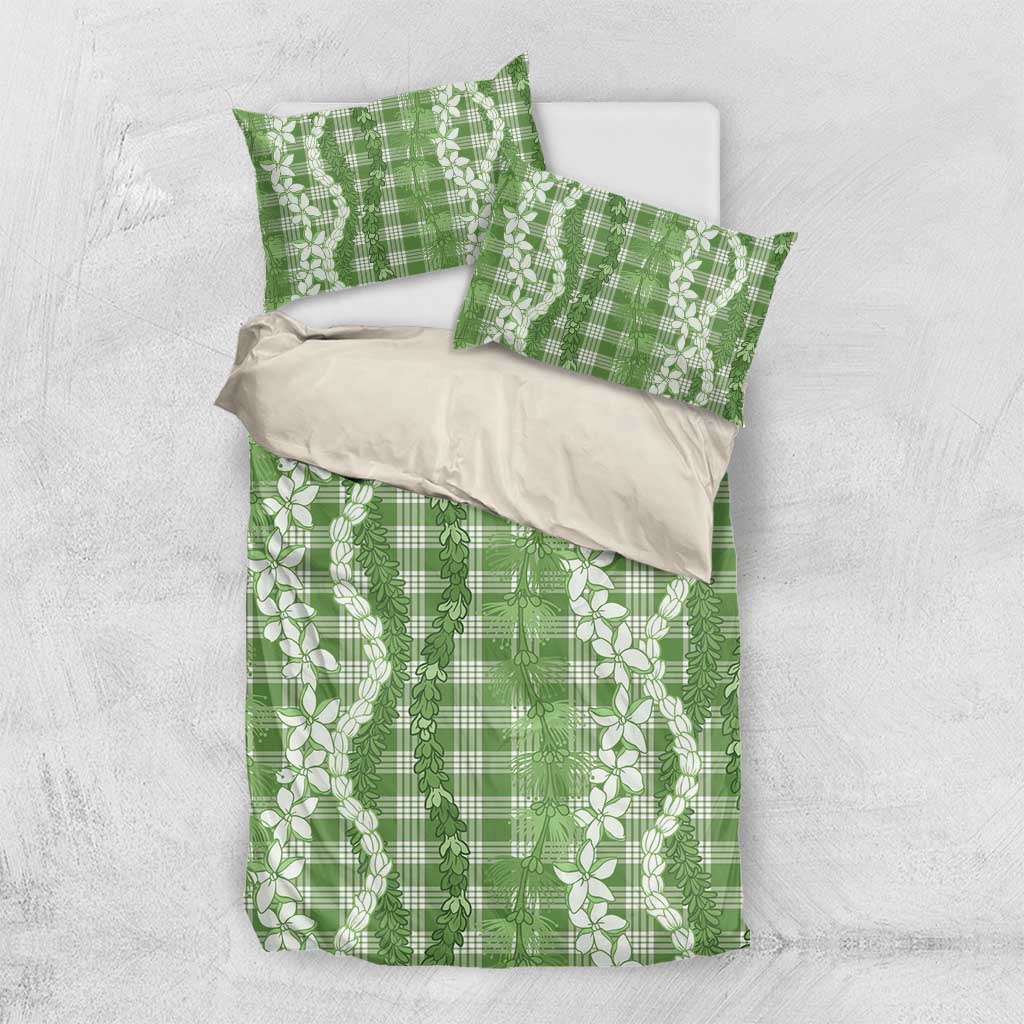 Hawaiian Ohia Lehua Lei Bedding Set Plaid Palaka Omaomao Pattern - Polynesian Pride