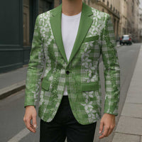 Hawaiian Ohia Lehua Lei Blazer Plaid Palaka Omaomao Pattern - Polynesian Pride