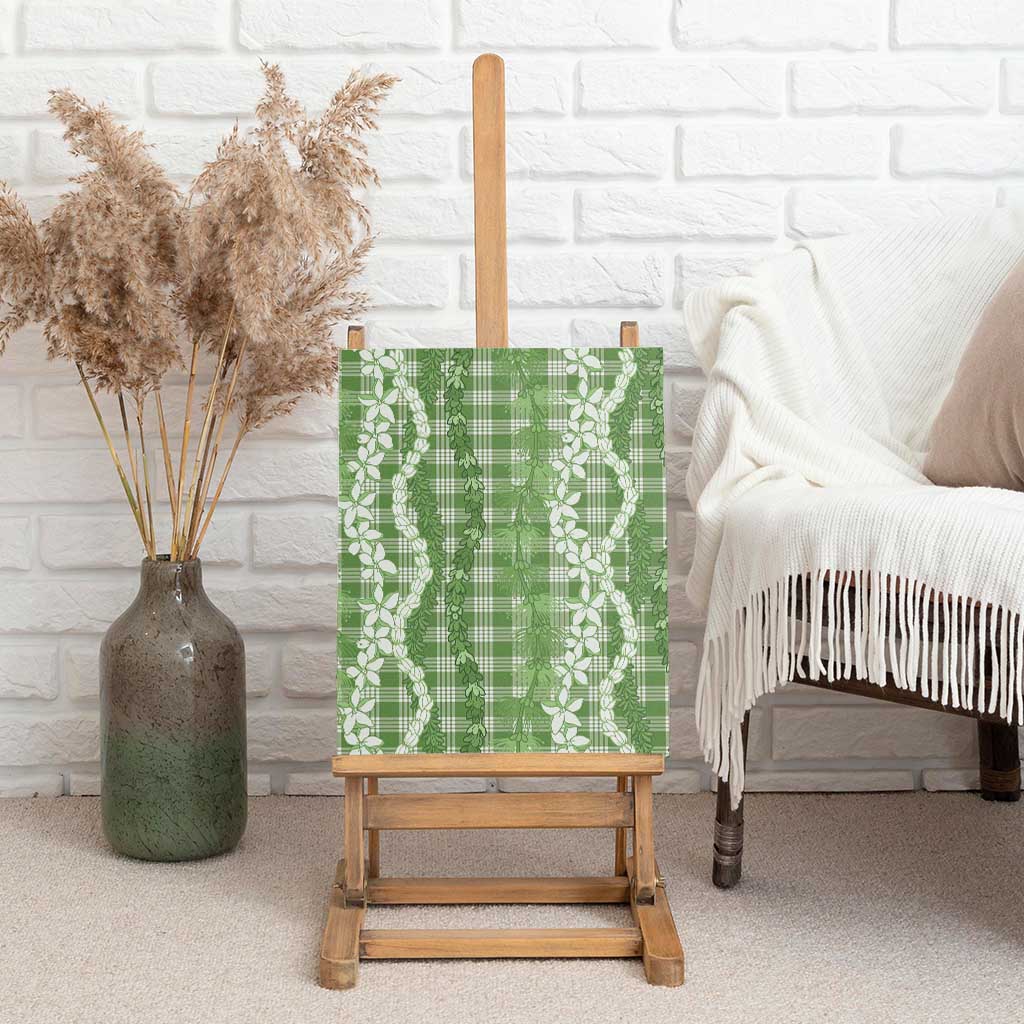 Hawaiian Ohia Lehua Lei Canvas Wall Art Plaid Palaka Omaomao Pattern - Polynesian Pride