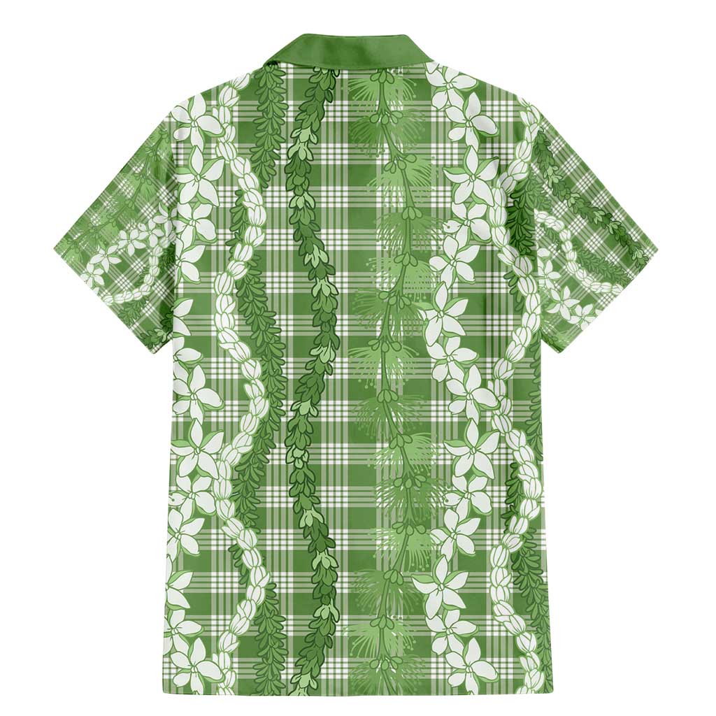 Hawaiian Ohia Lehua Lei Family Matching Mermaid Dress and Hawaiian Shirt Plaid Palaka Omaomao Pattern - Polynesian Pride