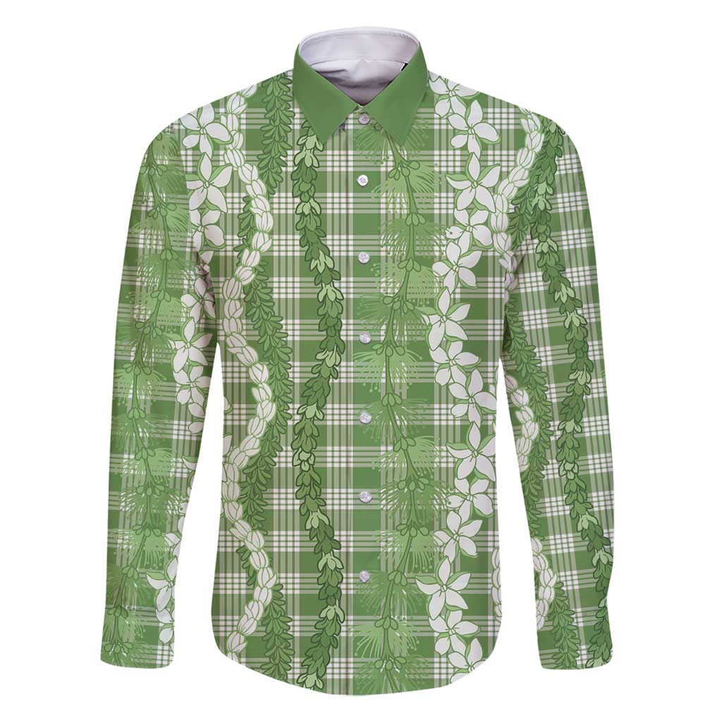 Hawaiian Ohia Lehua Lei Family Matching Mermaid Dress and Hawaiian Shirt Plaid Palaka Omaomao Pattern - Polynesian Pride