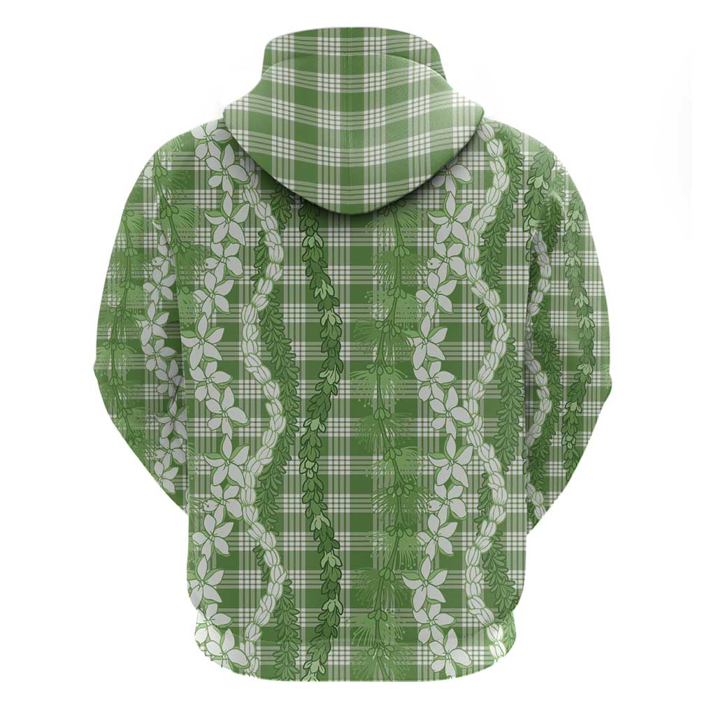 Hawaiian Ohia Lehua Lei Hoodie Plaid Palaka Omaomao Pattern - Polynesian Pride