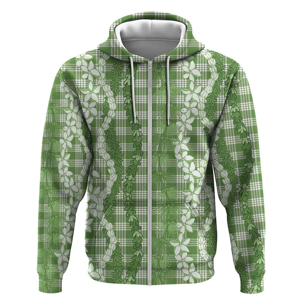 Hawaiian Ohia Lehua Lei Hoodie Plaid Palaka Omaomao Pattern - Polynesian Pride