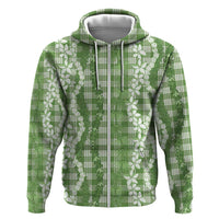 Hawaiian Ohia Lehua Lei Hoodie Plaid Palaka Omaomao Pattern - Polynesian Pride