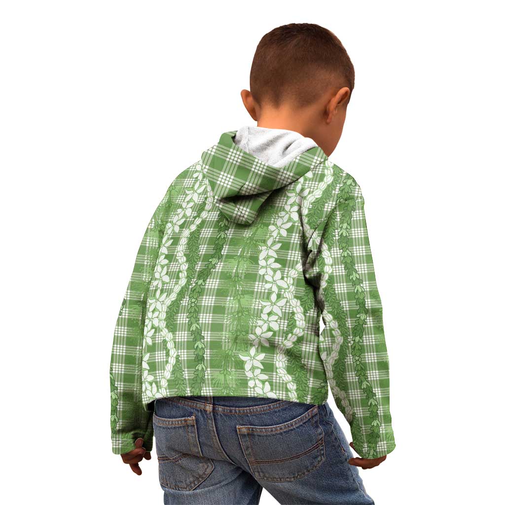 Hawaiian Ohia Lehua Lei Kid Hoodie Plaid Palaka Omaomao Pattern - Polynesian Pride