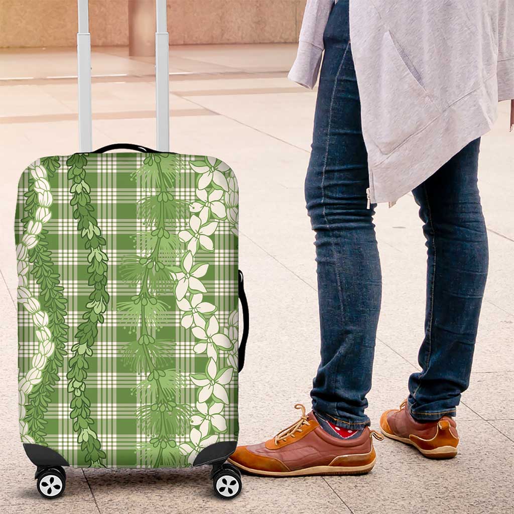 Hawaiian Ohia Lehua Lei Luggage Cover Plaid Palaka Omaomao Pattern - Polynesian Pride